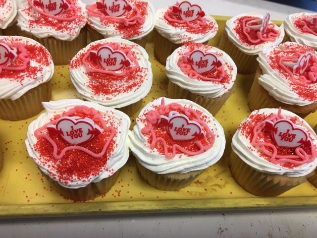 Seasonal Valentines’ Day cupcakes